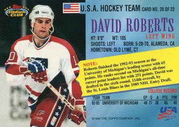1993-94 Stadium Club - Team USA #20 David Roberts Back