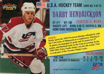 1993-94 Stadium Club - Team USA #8 Darby Hendrickson Back