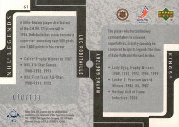 2000-01 Upper Deck Legends - Legendary Collection Silver #61 Wayne Gretzky / Luc Robitaille Back