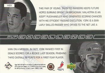 2000-01 Upper Deck MVP - MVP Execellence #ME9 Manny Malhotra / Mike York Back