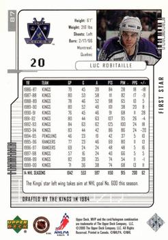 2000-01 Upper Deck MVP - First Star #87 Luc Robitaille Back