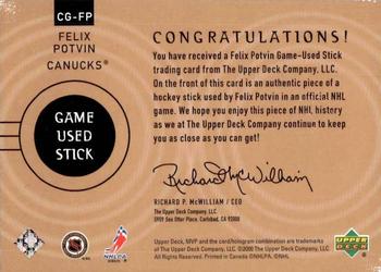 2000-01 Upper Deck MVP - Game Used Souvenirs #CG-FP Felix Potvin Back
