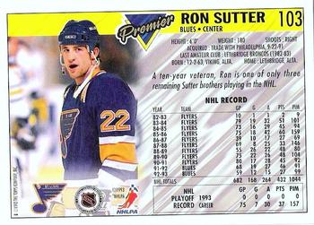1993-94 Topps Premier #103 Ron Sutter Back
