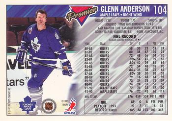 1993-94 Topps Premier #104 Glenn Anderson Back