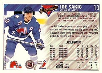 1993-94 Topps Premier #10 Joe Sakic Back