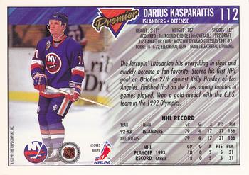 1993-94 Topps Premier #112 Darius Kasparaitis Back