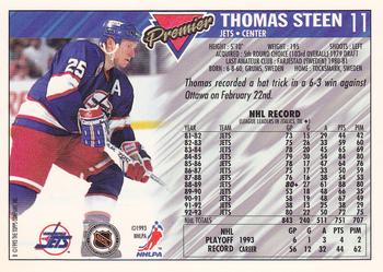 1993-94 Topps Premier #11 Thomas Steen Back