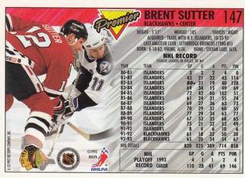 1993-94 Topps Premier #147 Brent Sutter Back