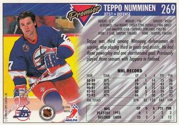 1993-94 Topps Premier #269 Teppo Numminen Back