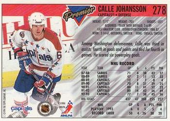 1993-94 Topps Premier #278 Calle Johansson Back