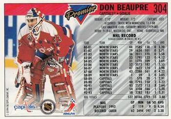 1993-94 Topps Premier #304 Don Beaupre Back