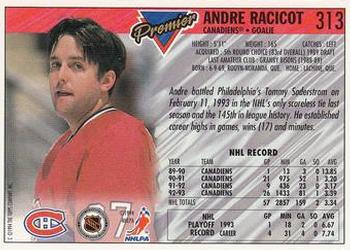 1993-94 Topps Premier #313 Andre Racicot Back