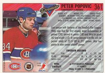 1993-94 Topps Premier #361 Peter Popovic Back