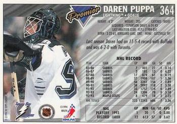 1993-94 Topps Premier #364 Daren Puppa Back