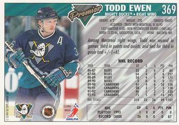 1993-94 Topps Premier #369 Todd Ewen Back
