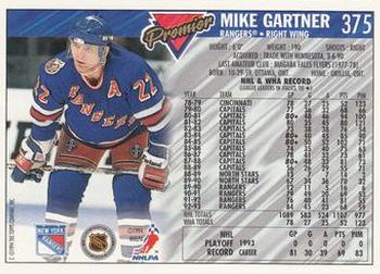 1993-94 Topps Premier #375 Mike Gartner Back