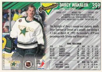 1993-94 Topps Premier #399 Darcy Wakaluk Back