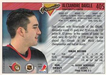 1993-94 Topps Premier #405 Alexandre Daigle Back