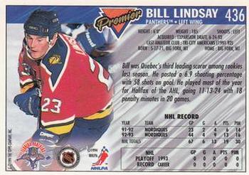 1993-94 Topps Premier #436 Bill Lindsay Back