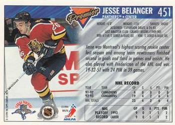 1993-94 Topps Premier #451 Jesse Belanger Back