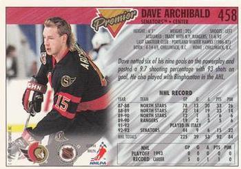 1993-94 Topps Premier #458 Dave Archibald Back