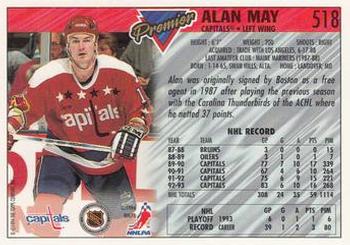 1993-94 Topps Premier #518 Alan May Back