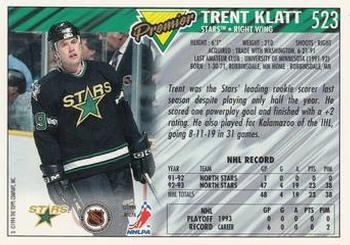 1993-94 Topps Premier #523 Trent Klatt Back