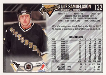 1993-94 Topps Premier #132 Ulf Samuelsson Back