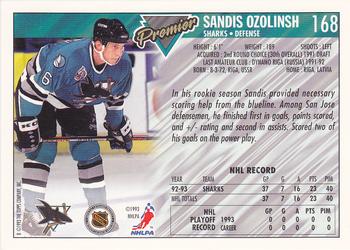 1993-94 Topps Premier #168 Sandis Ozolinsh Back
