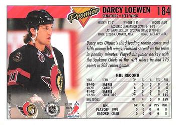 1993-94 Topps Premier #184 Darcy Loewen Back