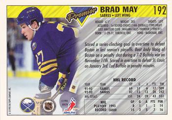 1993-94 Topps Premier #192 Brad May Back