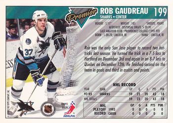 1993-94 Topps Premier #199 Rob Gaudreau Back