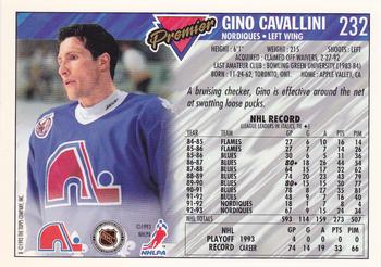 1993-94 Topps Premier #232 Gino Cavallini Back