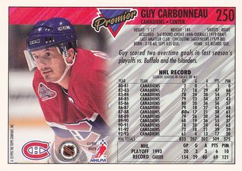 1993-94 Topps Premier #250 Guy Carbonneau Back