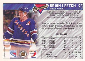 1993-94 Topps Premier #25 Brian Leetch Back