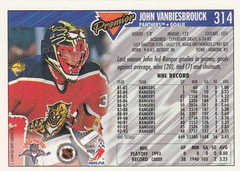1993-94 Topps Premier #314 John Vanbiesbrouck Back