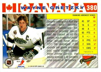 1993-94 Topps Premier #380 Wayne Gretzky Back