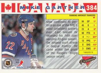 1993-94 Topps Premier #384 Mike Gartner Back