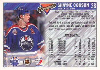 1993-94 Topps Premier #38 Shayne Corson Back
