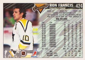 1993-94 Topps Premier #424 Ron Francis Back