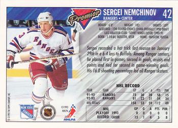 1993-94 Topps Premier #42 Sergei Nemchinov Back