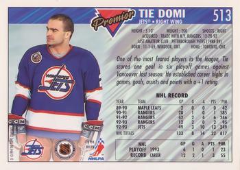 1993-94 Topps Premier #513 Tie Domi Back