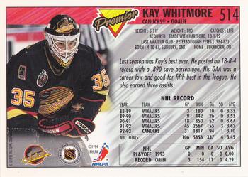 1993-94 Topps Premier #514 Kay Whitmore Back