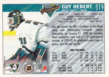 1993-94 Topps Premier #519 Guy Hebert Back
