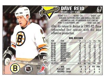 1993-94 Topps Premier #67 Dave Reid Back
