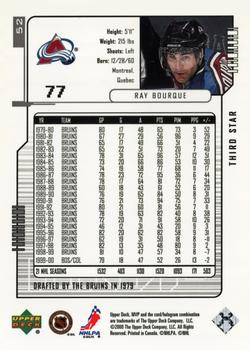 2000-01 Upper Deck MVP - Third Star #52 Ray Bourque Back