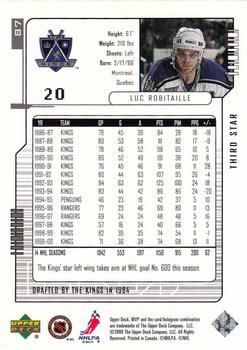 2000-01 Upper Deck MVP - Third Star #87 Luc Robitaille Back