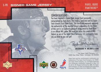 2000-01 Upper Deck Pros & Prospects - Game Jersey Autographs #S-PB Pavel Bure Back