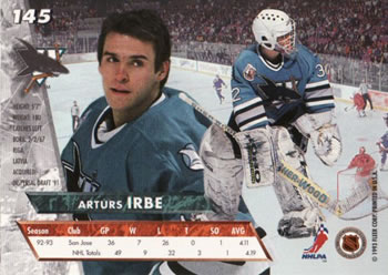 1993-94 Ultra #145 Arturs Irbe Back