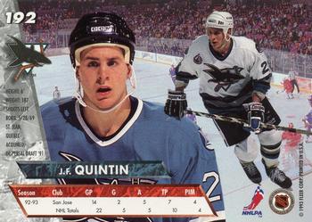 1993-94 Ultra #192 J.F. Quintin Back
